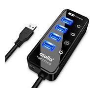 Atolla - Concentrador portátil (hub) USB 3.0, con 4 puertos, velocidad de transferencia de datos de 5 GB/s, negro 4 ports Hub UBS 3.0