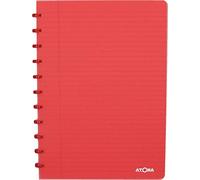 Atoma 23806 - Cuaderno A4 con anillas (8 mm, con margen, 72 hojas desmontables (144 páginas), cubierta de polipropileno reciclable, color rojo transparente