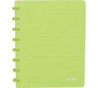 Atoma 4.1357 - Cuaderno A5 con anillas, cuadriculado de 5 x 5 mm con margen, 72 hojas desmontables (144 páginas) - Cubierta de polipropileno reciclable - verde transparente