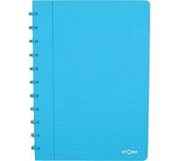 Atoma - 4.1372 - Cuaderno de anillas con tapa de polipropileno reciclable y 72 hojas desmontables (144 páginas) - Lignado 8 mm con Margen - A4 - Turquesa transparente