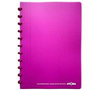 Atoma - Cuaderno A4 con anillas - 72 hojas desmontables (144 páginas) con márgenes - Cubierta de polipropileno reciclable (púrpura - Cuadrilado (5 x 5 mm)