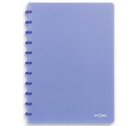 Atoma - Cuaderno A4 con anillas - Cuadrilado de 5 x 5 mm con margen, 72 hojas desmontables (144 páginas) - Cubierta de polipropileno reciclable - Azul transparente