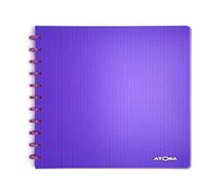 Atoma - Cuaderno A4 con anillas - Cuadrilado de 5 x 5 mm con margen, 72 hojas desmontables (144 páginas) - Cubierta de polipropileno reciclable - morado transparente