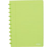 Atoma - Cuaderno A4 con anillas - Liné de 8 mm con margen, 72 hojas desmontables (144 páginas) - Cubierta de polipropileno reciclable - Verde transparente (23811)
