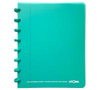 Atoma - Cuaderno A5 con anillas - 72 hojas desmontables (144 páginas) con margen, cubierta de polipropileno reciclable (turquesa - cuadriculado (5 x 5 mm)