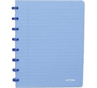 Atoma - Cuaderno A5 con anillas - Cuadrilado de 5 x 5 mm con margen - 72 hojas desmontables (144 páginas) - Cubierta de polipropileno reciclable - Azul transparente, (4.1357)