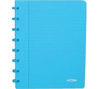 Atoma - Cuaderno A5 con anillas - Liné de 8 mm con margen, 72 hojas desmontables (144 páginas) - Manta de polipropileno reciclable - Turquesa transparente