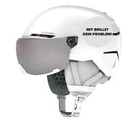 ATOMIC SAVOR VISOR JR Casco de esquí con visera, blanco, talla S, para niños y adolescentes, máx. amortiguación, ventilación Active Aircon, gafas de esquí con recubrimiento reflectante, 51-55 cm