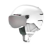 ATOMIC SAVOR VISOR JR Casco de esquí con visera, blanco, talla XS, para niños y adolescentes, máx. amortiguación, ventilación Active Aircon, gafas de esquí con recubrimiento reflectante, 48-52 cm
