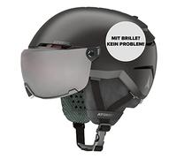 ATOMIC SAVOR VISOR JR Casco de esquí con visera, color negro, talla S, para niños y jóvenes, máx. absorción de impactos, ventilación Active Aircon, gafas con recubrimiento espejado, 51-55 cm