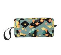 Atomic Stars - Bolsa de almacenamiento diaria con estampado retro de estrellas, bolsa de almacenamiento portátil simple de mano, bolsa de viaje con cremallera para maquillaje, puede almacenar