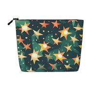 Atomic Stars - Bolsa de maquillaje con estampado retro para mujer, bolsa de cosméticos portátil, organizador de maquillaje de viaje, Black, Talla única