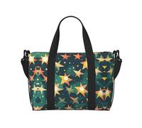 Atomic Stars - Bolsa de viaje con estampado retro de estrellas, bolsa de viaje para artículos personales, para viajes, gimnasio, deportes, fin de semana, Black, Talla única