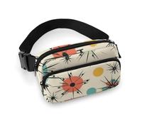 Atomic Stars - Cangurera con diseño retro para mujeres y hombres, riñonera, ajustable, casual, para viajes, deportes, senderismo, blanco, 7.9 x 5.1 pulgadas, White, 7.9x5.1inches