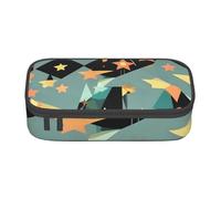Atomic Stars - Estuche para lápices con estampado retro de estrellas, portátil, bolsa de maquillaje de viaje para mujer, bolso, Black, Talla única, Neceser de maquillaje