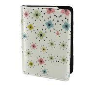 Atomic Stars - Funda de piel de vacuno con estampado de estrellas retro, funda para pasaporte, funda para tarjetas de viaje para hombres y mujeres, protector de documentos, Negro -, Talla única