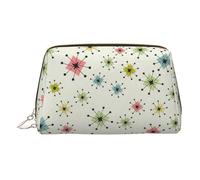 Atomic Stars - Neceser de maquillaje con diseño retro con divisor, bolsa de aseo de viaje portátil, Gold, One Size