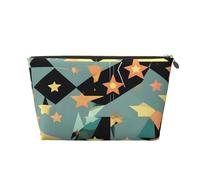 Atomic Stars - Neceser de viaje de piel con estampado retro de estrellas para mujer, bolsa de viaje para artículos de tocador, neceser de maquillaje, Gold, Talla única, Neceser