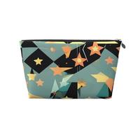 Atomic Stars - Neceser de viaje de piel con estampado retro de estrellas para mujer, bolsa de viaje para artículos de tocador, neceser de maquillaje, Silver, Talla única, Neceser