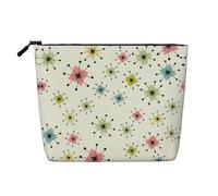 Atomic Stars - Neceser portátil con diseño retro de cáñamo falso, bolsa de maquillaje grande, resistente al agua, bolsa de aseo de viaje