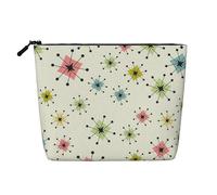 Atomic Stars - Organizador de viaje para mujer, diseño retro, bolsa de cosméticos de cáñamo falso, gran capacidad, con cremallera