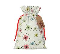 Atomic Stars - Patrón retro de impresión de 4.7 x 6.9 pulgadas en bolsa de Navidad con cordón, ideal para adultos para envolver regalos para Navidad Halloween