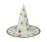Atomic Stars - Sombrero de bruja con estampado retro de estrellas, cómodo para Halloween, unisex, para fiestas, carnavales, Navidad y cosplay