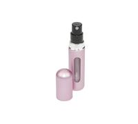 Atomizador de bolsillo de lujo, negro, carcasa de aluminio, capacidad de 5 ml, 80 x 15 mm, con llenado automático y ventana, atomizador de perfume recargable (rosa mate)