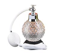 Atomizador de perfume, Aerosol largo recargable del cristal de la botella perfume 100ml con borla multicolora(White)