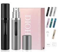Atomizador de Perfume Recargable, 8 ml, Dispensador Portátil de Bolsillo, Negro (negro gris)