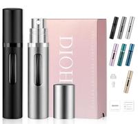 Atomizador de Perfume Recargable, 8 ml, Dispensador Portátil de Bolsillo, Negro (negro plata)