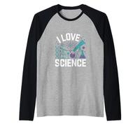 Átomo microscopio de ADN I Love Science Camiseta Manga Raglan