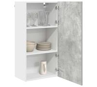 ATOMSTACK MAKER Armario colgante de cocina 50 x 31 x 100 cm, gris hormigón y blanco, minimalista, de madera con 1 puerta, moderno armario de pared para mucho espacio de almacenamiento (60 kg máx.)