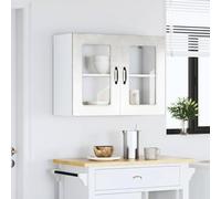ATOMSTACK MAKER Armario colgante de cocina con puerta de cristal gris hormigón 80 x 31 x 60 cm, material de madera, para platos, ollas, cuencos, ahorro de espacio y moderno, serie Kalmar