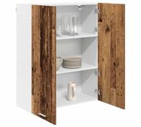 ATOMSTACK MAKER Armario colgante de madera envejecida, 80 x 31 x 100 cm, armario de cocina montado en la pared con 2 puertas con bisagras de madera, aspecto rústico, capacidad de carga de 60 kg