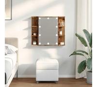 ATOMSTACK MAKER Armario con espejo con iluminación, 70 x 60 cm, efecto madera envejecida, acrílico y madera, ahorro de espacio, para baño y dormitorio, conector USB, 5 V CC