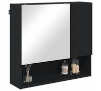 ATOMSTACK MAKER Armario con espejo negro 59 x 17 x 55 cm, montado en la pared con 2 puertas con bisagras y espejo grande, resistente a la humedad de madera - Armario de baño moderno para un