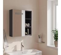 ATOMSTACK MAKER Armario con espejo para cuarto de baño, color gris, 45 x 13 x 52 cm, con puerto USB, botón de conmutación y estantes, melamina, resistente a la humedad, montado en la pared