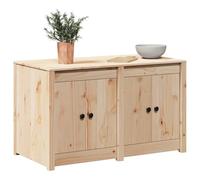 ATOMSTACK MAKER Armario de cocina con 4 estantes, efecto roble marrón, madera maciza de pino (106 x 55 x 64 cm), puertas empotradas y tiradores de botones, armario de almacenamiento moderno para