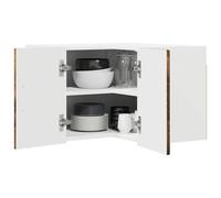 ATOMSTACK MAKER Armario de cocina de pared esquinero de madera de roble ahumado, 57 x 57 x 40 cm, con 2 puertas con bisagras y 2 estantes ajustables, moderno, ahorra espacio, para cocinas modernas
