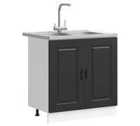 ATOMSTACK MAKER Armario de cocina Kalmar negro 80 x 46 x 81,5 cm - Armario de madera con 2 puertas al ras y tiradores para cocina y comedor, aspecto de madera vieja, fácil montaje