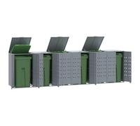ATOMSTACK MAKER Caja para cubos de basura gris 414 x 79 x 117 cm de acero con recubrimiento en polvo, para cubos de basura de 120/240 L, con tapa de presión de gas y puerta magnética, resistente a la