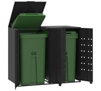 ATOMSTACK MAKER Caja para cubos de basura para 2 botes de 120/240 L, color negro, 138 x 79 x 117 cm, acero con recubrimiento en polvo, tapa de gas y puerta magnética, resistente a la intemperie, ideal