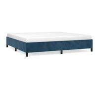 ATOMSTACK MAKER Cama Con Cabecero Cuadrada 200x200 cm, Estructura de Madera Con Tapizado en Terciopelo Azul Oscuro y Somier Integrado de Contrachapado - Ideal para Dormitorios Modernos