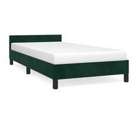 ATOMSTACK MAKER Cama Con Cabecero de Terciopelo Verde Oscuro 100x200 cm, Estructura de Madera y Contrachapado Con Patas Estables y Listones Incluidos - Sin Colchón