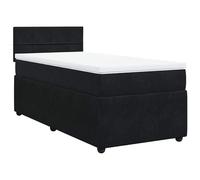 ATOMSTACK MAKER Cama con somier de 100 x 200 cm con colchón de muelles ensacados y almohadilla de espuma transpirable, funda de terciopelo negro, incluye cabecero, somier y funda lavable