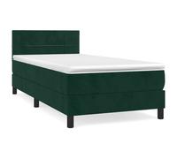 ATOMSTACK MAKER Cama con somier de 100 x 200 cm con colchón de muelles ensacados y cabecero de terciopelo ajustable en altura, verde oscuro, dureza media, para dormir boca arriba y abajo, incluye