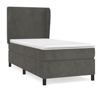 ATOMSTACK MAKER Cama con somier de 100 x 200 cm con colchón de muelles ensacados y sobrecolchón - Funda de terciopelo gris oscuro, cabecero regulable en altura, soporte de dureza media para dormir