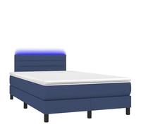 ATOMSTACK MAKER Cama con somier de 120 x 190 cm con colchón de muelles ensacados, cabecero regulable en altura y tira LED, color azul, 20 cm de alto, incluye topper, para dormitorio y dormitorio