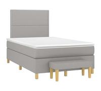 ATOMSTACK MAKER Cama con somier de 120 x 190 cm con colchón de muelles ensacados, cabecero y banco de altura ajustable, color gris claro, transpirable, para dormir boca arriba y boca abajo
